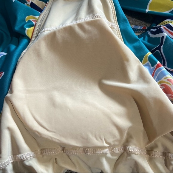 ModCloth Swimsuit Women’s Medium Teal Floral One Piece Bethany Halter Retro - Picture 9 of 14